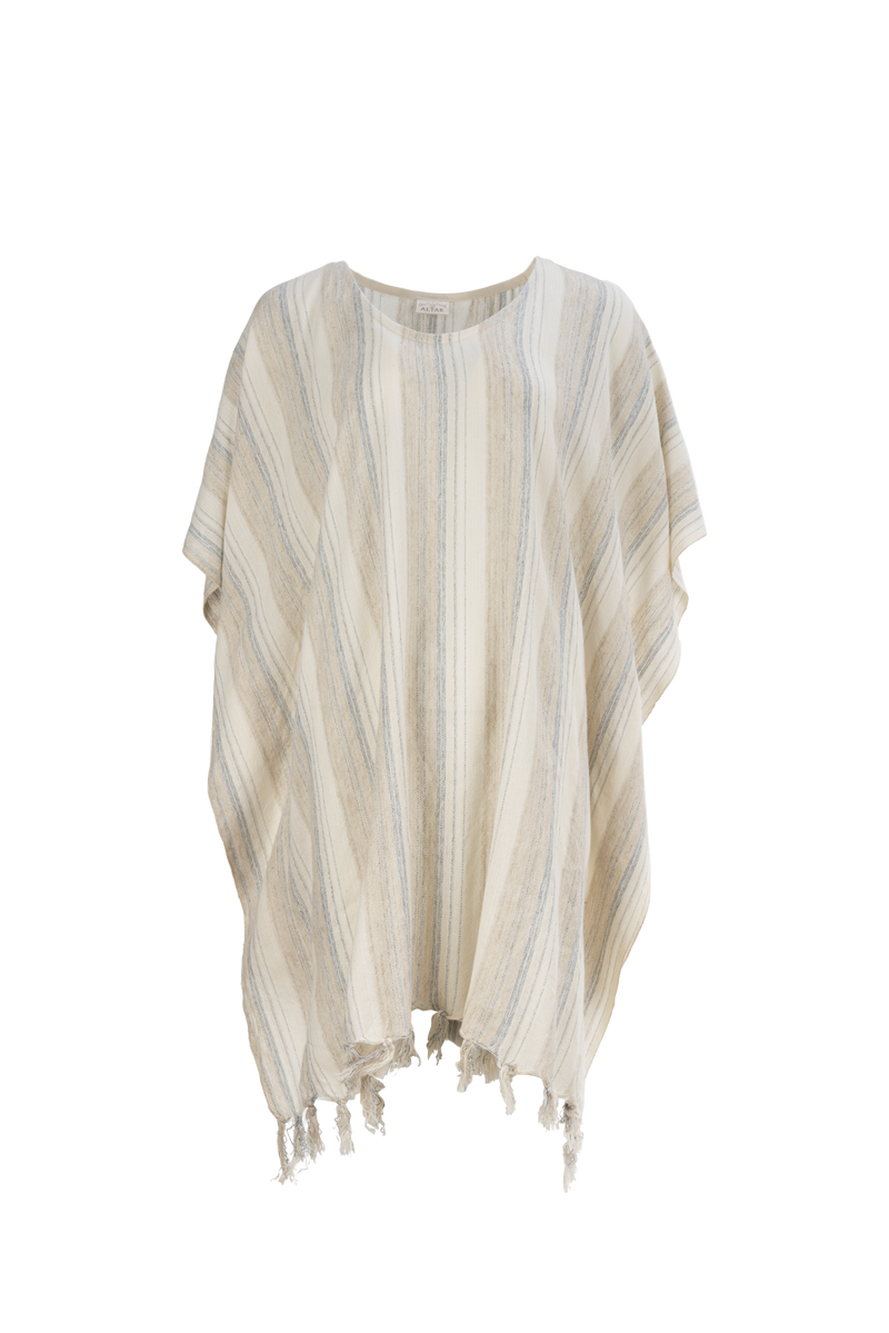 Selene Poncho Raw Stripes